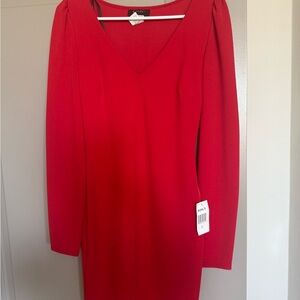 Red V-Neck Dress
